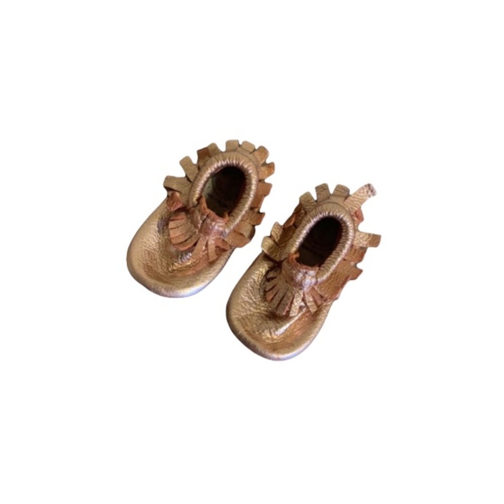 Freshly Picked Metallic Leather Moccasins - Baby Size 3